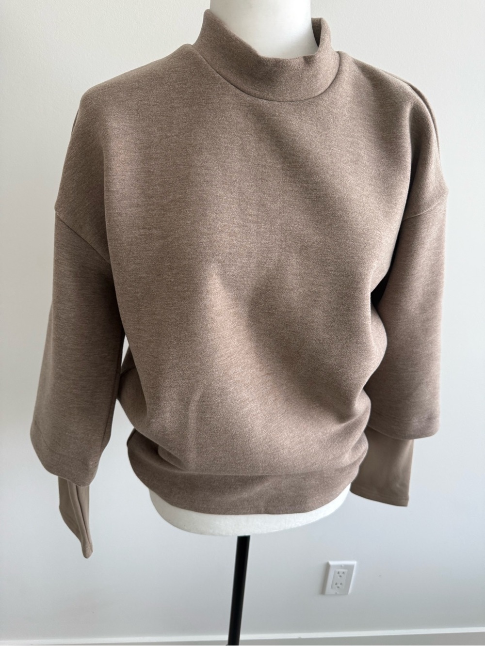 Brand New OGL Women's Mock Neck Relaxed Sweatshirt - Taupe